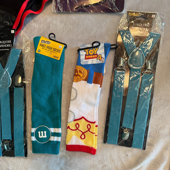 Lot Of Spirit Halloween Accessories Socks suspenders shorts headband NEW - Picture 3 of 7